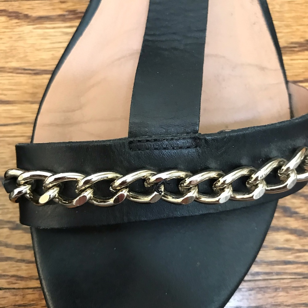 Sandro Paris T-Strap Black Leather Sandals - Picture 5 of 8